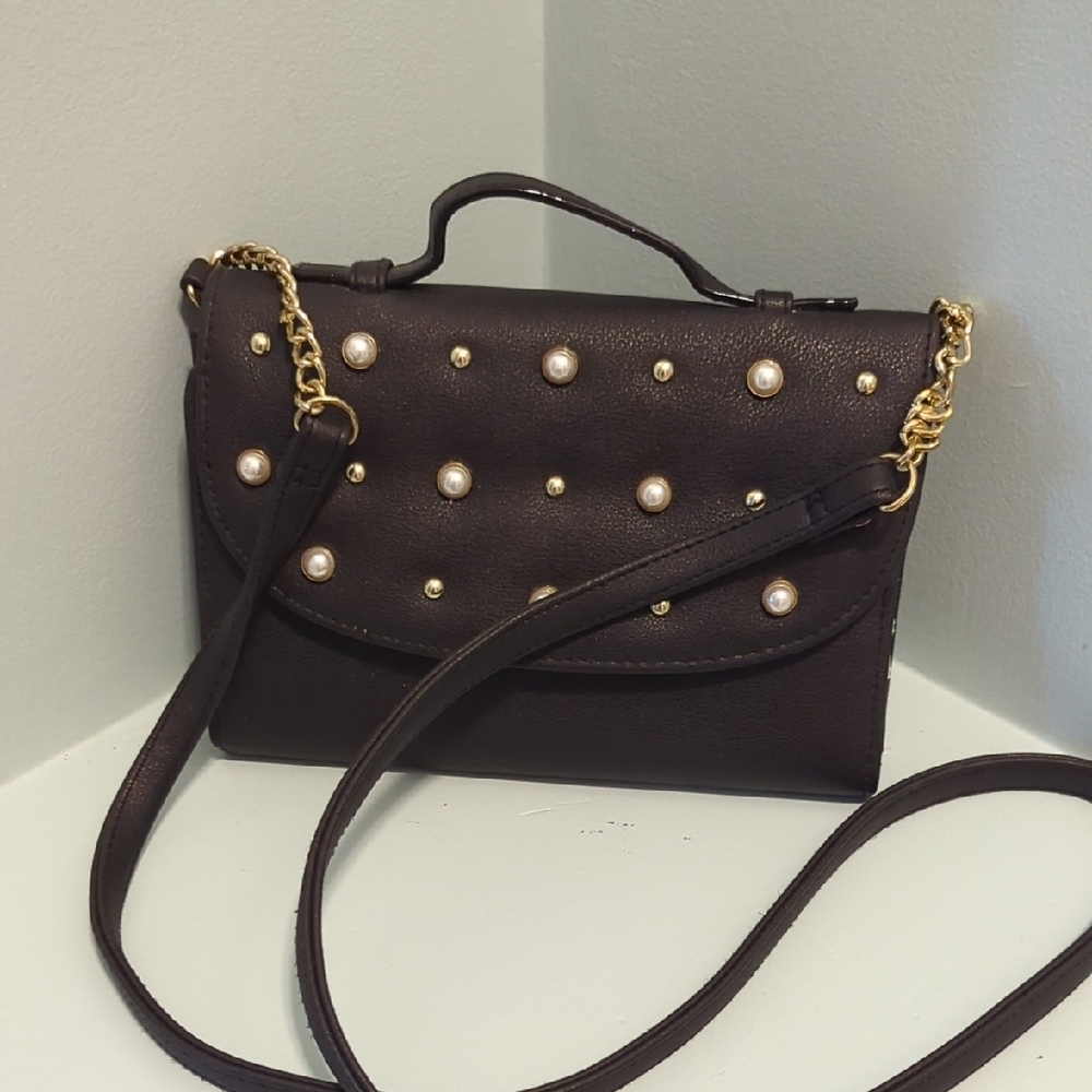 Juicy Couture Black and Gold Crossbody Bag with Studded Accents